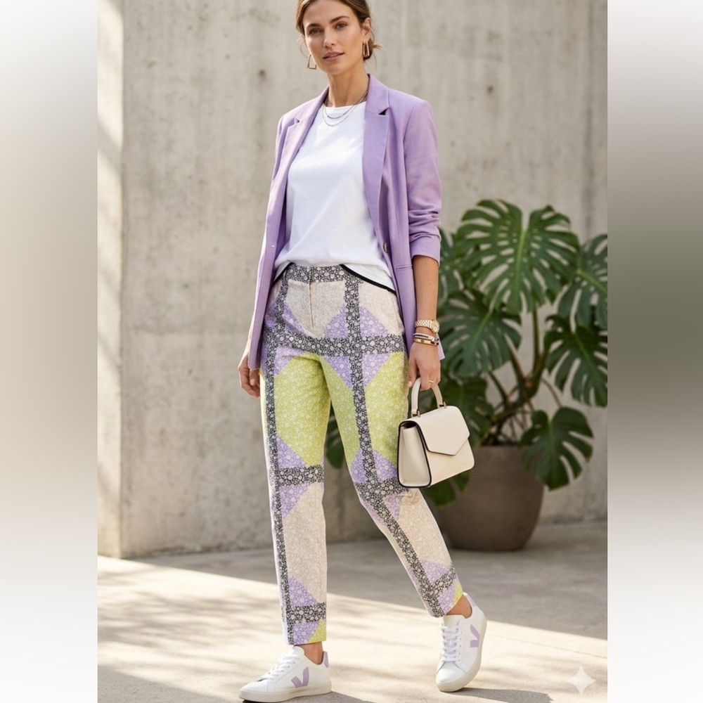 J Crew Collection Silk Wool Floral Print Pants